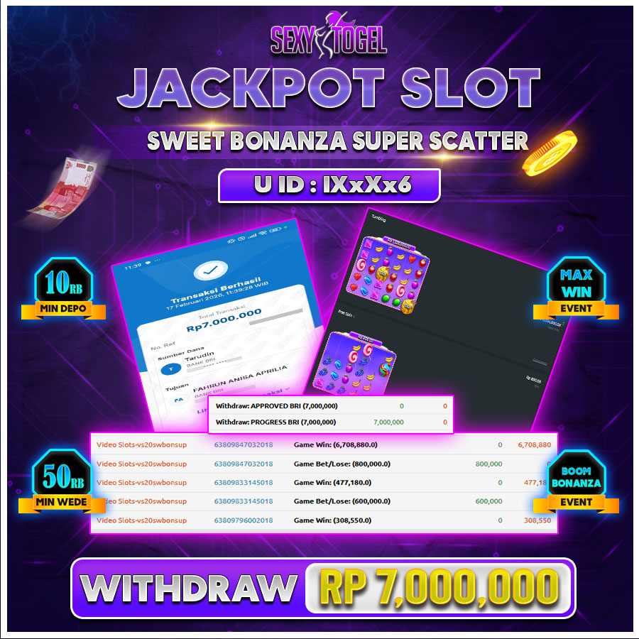 SEXYTOGEL JACKPOT SLOT SWEET BONANZA SUPER SCATTER Rp.7.000.000.,-LUNAS